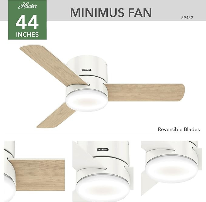 Hunter Fan Company 44" LED Kit 59452 Low Profile 44 Inch Ultra Quiet Minimus Ceiling Fan and Ener... | Amazon (US)