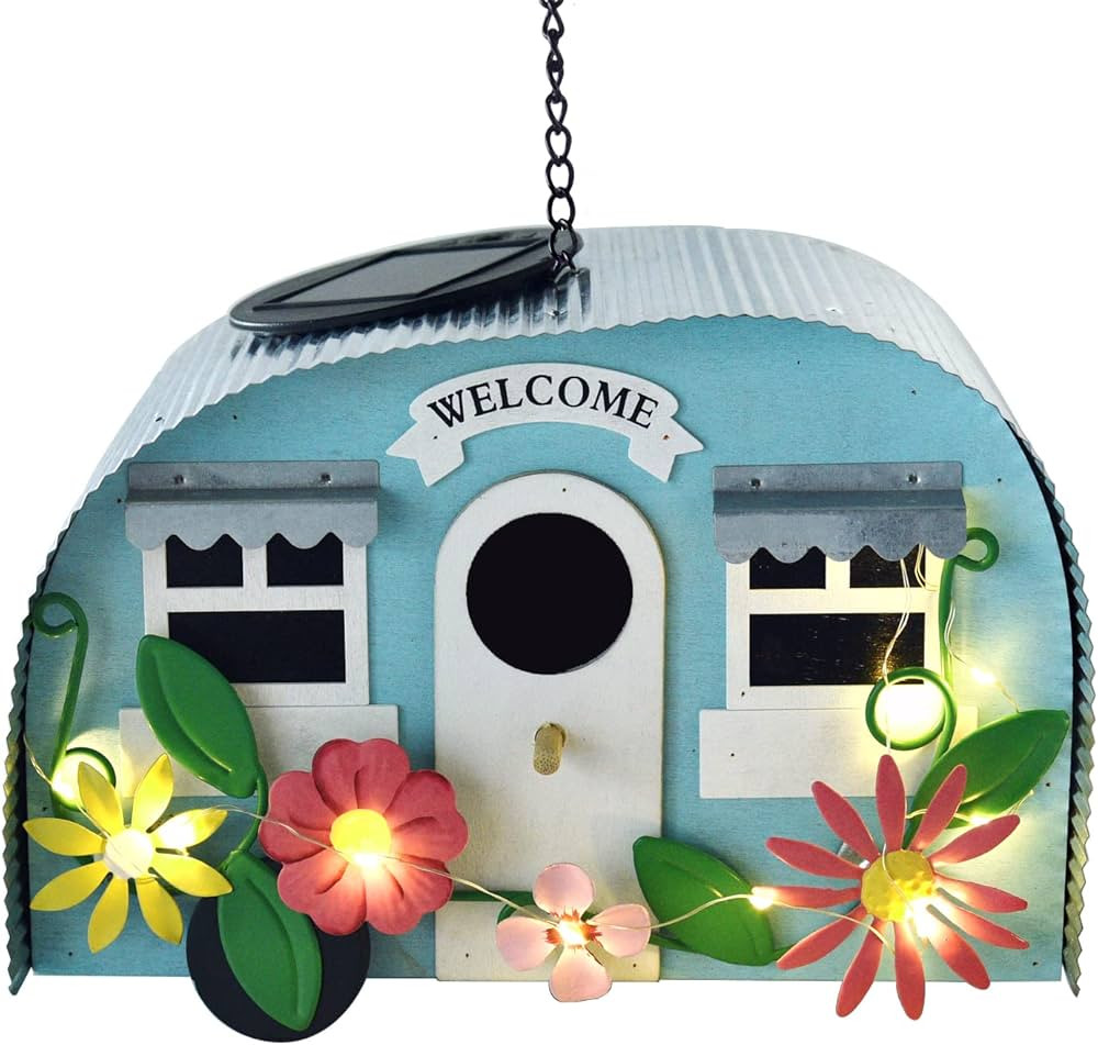 BAYN Bird Houses for Outside Decorative with 10 LEDs Solar String Lights Humming Bird Houses for ... | Amazon (US)