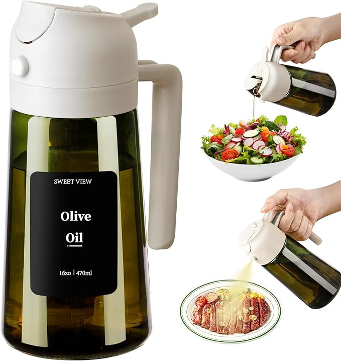 Olive Oil Dispenser and Oil Sprayer – 16oz/470ml Glass Light-Proof Oil Pourer for Kitchen, Air ... | Amazon (US)