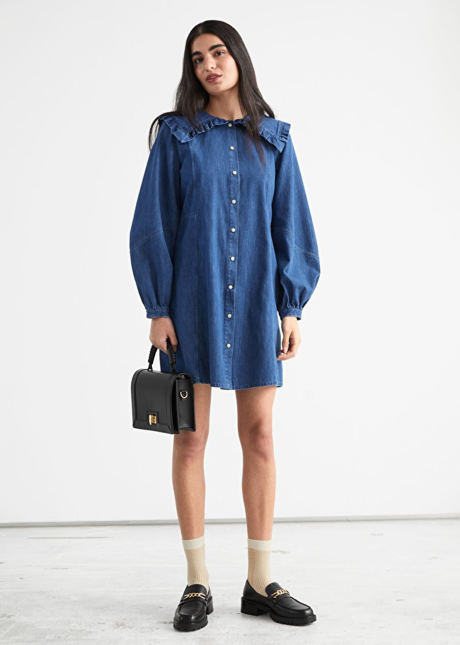 Statement Collar Denim Mini Dress | & Other Stories (EU + UK)