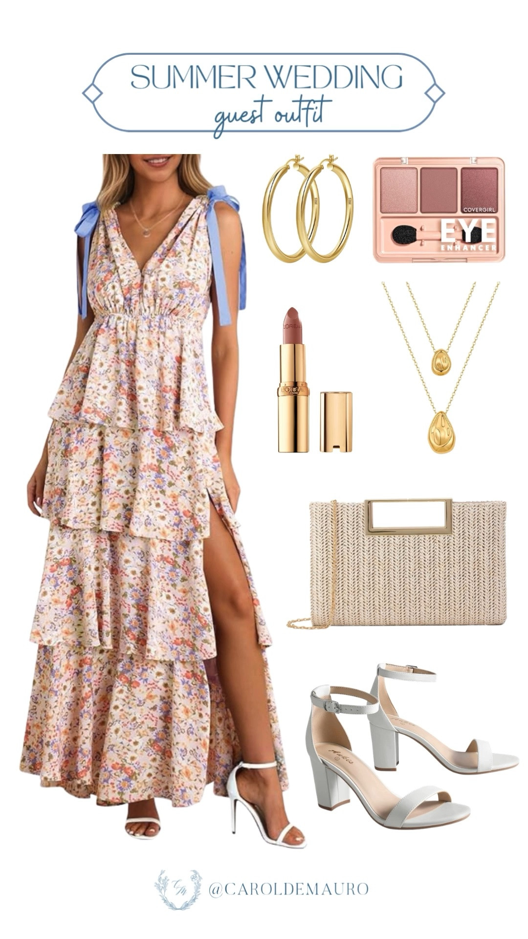 Found your summer wedding guest look and it's giving garden party in the best way. The tiered floral dress and gold accessories is a yes from me!

wedding guest outfit, floral maxi, summer ootd, wedding season, outfit inspo, get this look

#LTKootd #LTKWedding #LTKU