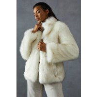 Womens Premium Mixed Faux Fur Coat - cream - S, Cream | Miss Pap UK