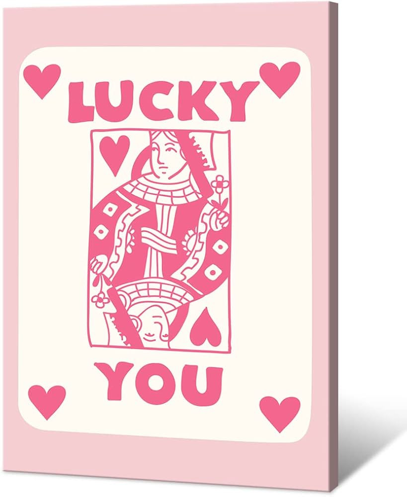 HEMOLAL Pink Queen of Hearts Poker Aesthetic Posters Funny Preppy Playing Card Canvas Wall Art LU... | Amazon (US)
