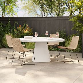Concrete Indoor/Outdoor Pedestal Round Dining Table (32"&ndash;60") | West Elm (US)