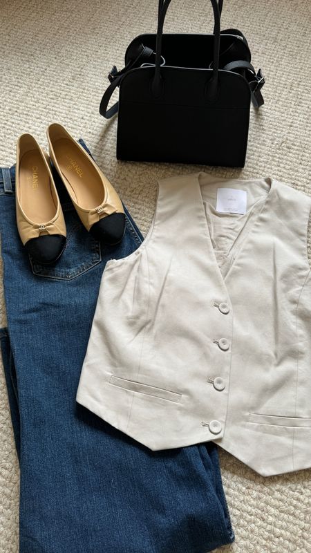 Outfit of Todays reel
How to wear a vest 7 ways outfit ideas
Vest + denim jeans + chanel ballet flats+ The Row margaux 10

I am linking similar ballet flats for a fraction of the price


#LTKFindsUnder100 #LTKStyleTip