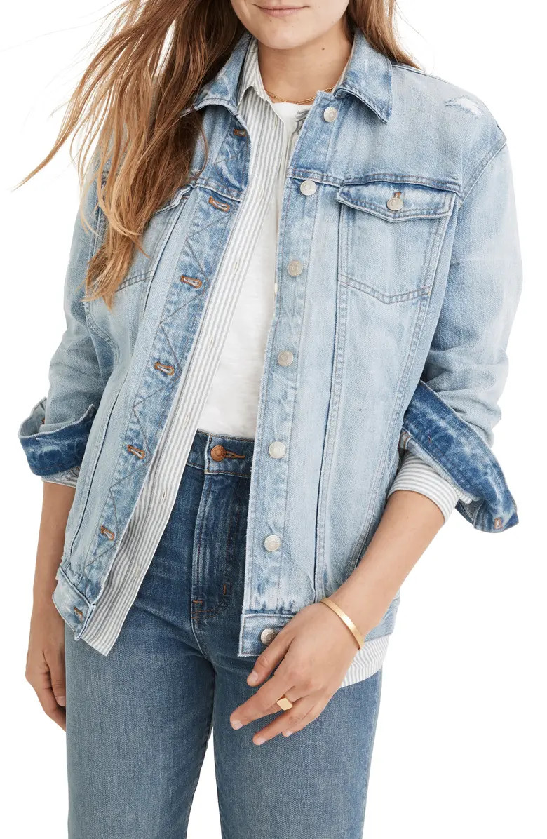 Distressed Oversize Jean Jacket | Nordstrom