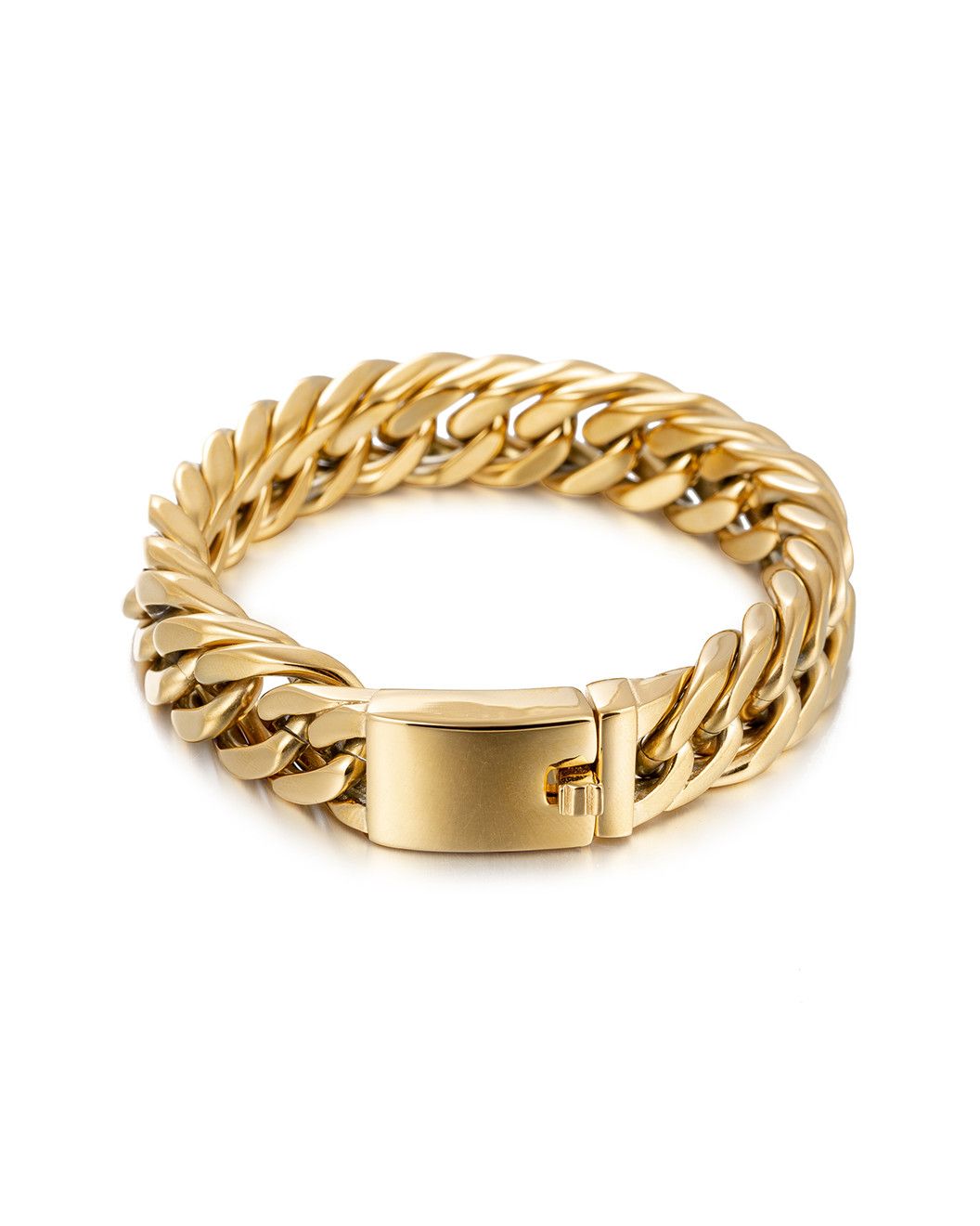 Luxe Collection Christian 18K Gold Plated Titanium Chain Bracelet | Gilt & Gilt City