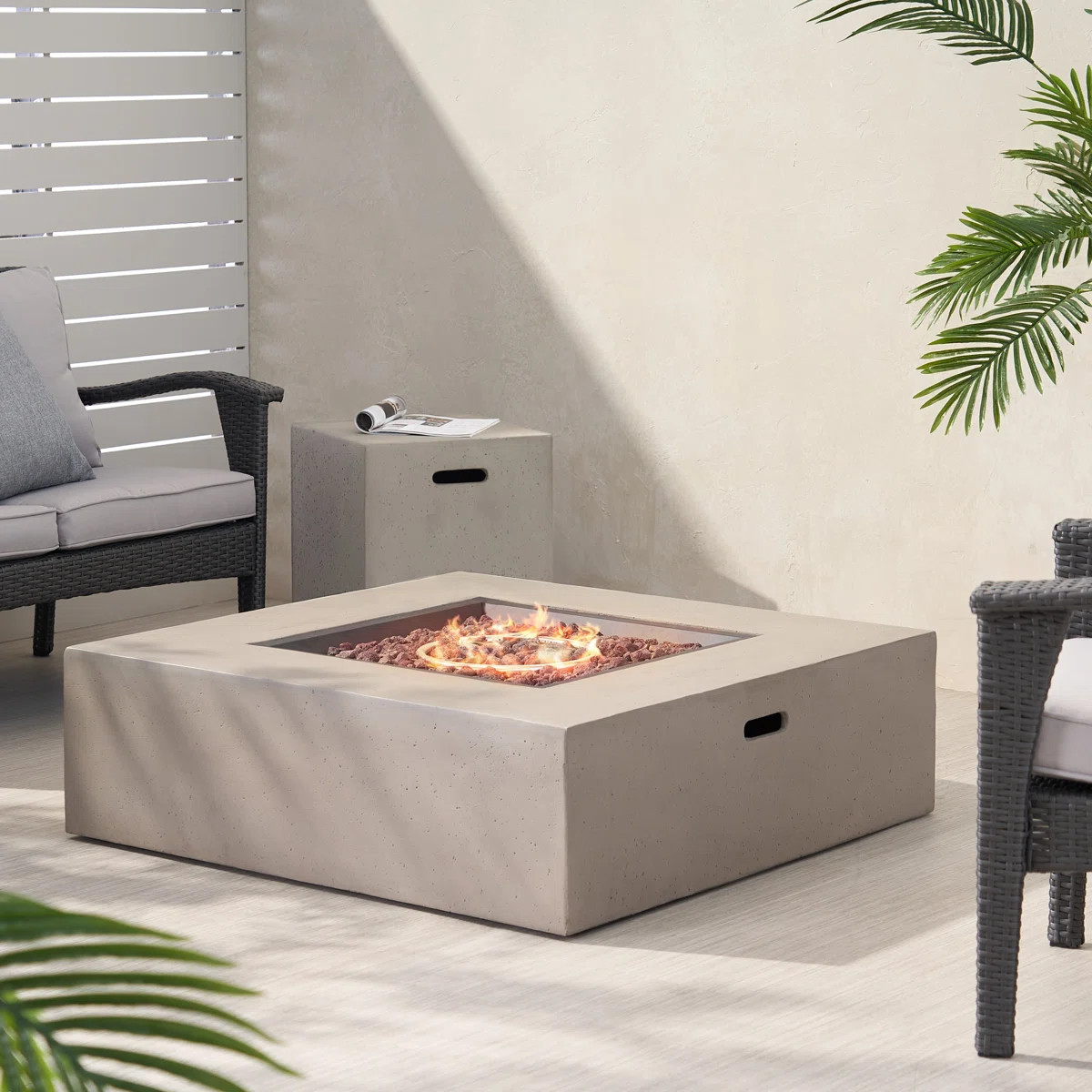 Fen Square Magnesium Oxide Propane Fire Pit Table | Wayfair North America