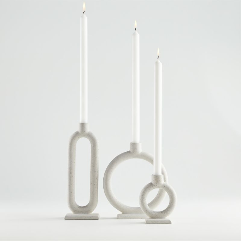 Lorin Cement Taper Candle Holders, Set of 3 + Reviews | Crate & Barrel | Crate & Barrel