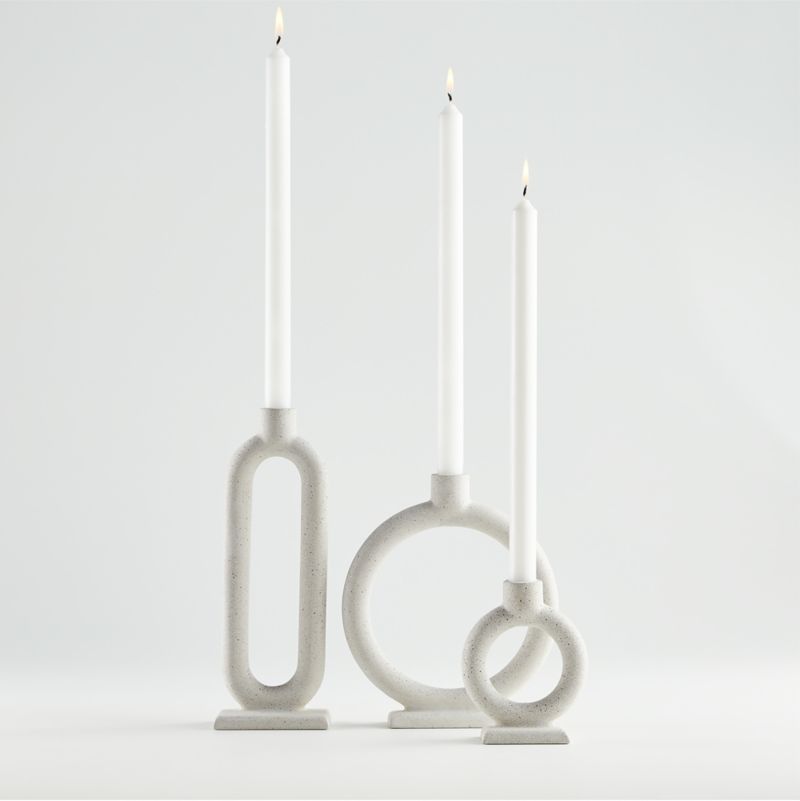 Lorin Cement Taper Candle Holders, Set of 3 | Crate and Barrel | Crate & Barrel