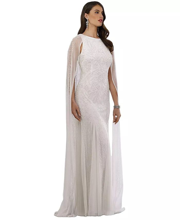 Women's Eve Beaded Cape Sleeve Wedding Dress | Macy's