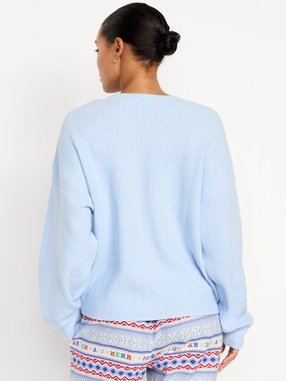 Oversized Cozy Waffle Henley Top | Old Navy (US)