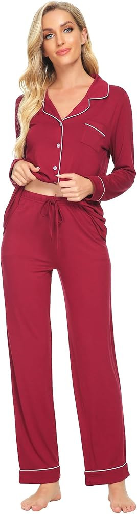WiWi Bamboo Viscose Pajamas Set for Women Soft Button Down Sleepwear Pj Lightweight Lounge Sets L... | Amazon (US)