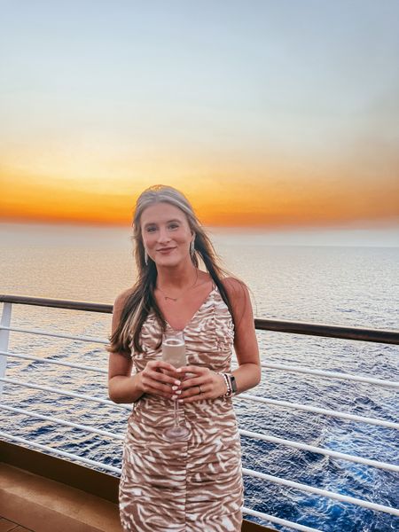 sunset sippin🥂☀️ 

#cruise #springbreak #tropical #champagne #zebra #dress #fancy #sparkle 

#LTKstyletip #LTKtravel #LTKU