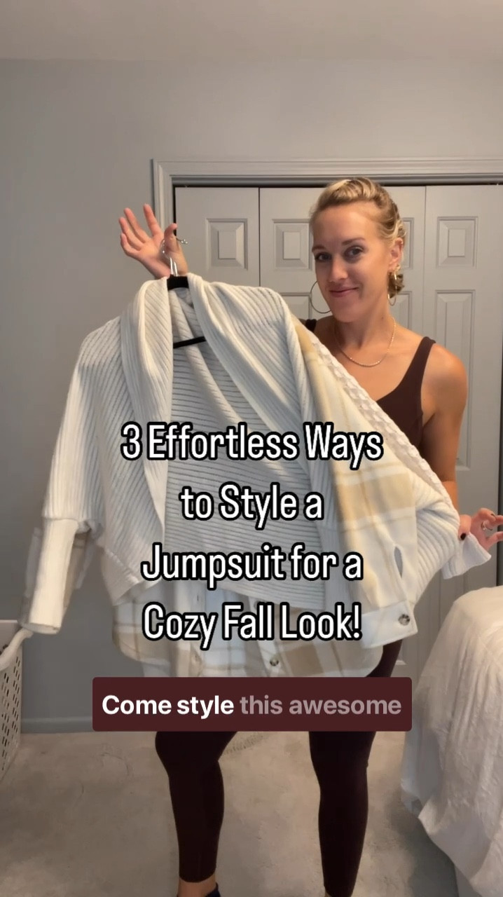 One jumpsuit, endless fall vibes! 🍂 Here are 3 easy ways to style it for the season – from cozy layers to chic accessories.  Find your perfect fall look and get ready to turn heads! #FallFashion #EffortlessStyle #JumpsuitOutfits

#LTKBump #LTKFindsUnder50 #LTKVideo