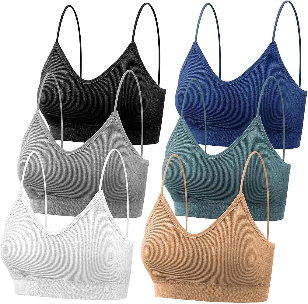 PAXCOO Bralettes for Women Pack of 6, Sports Bras for Women, Padded Cotton Bralettes Wireless Bra... | Amazon (US)