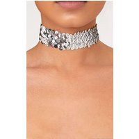 Eden Silver Iridescent Sequin Choker | PrettyLittleThing UK