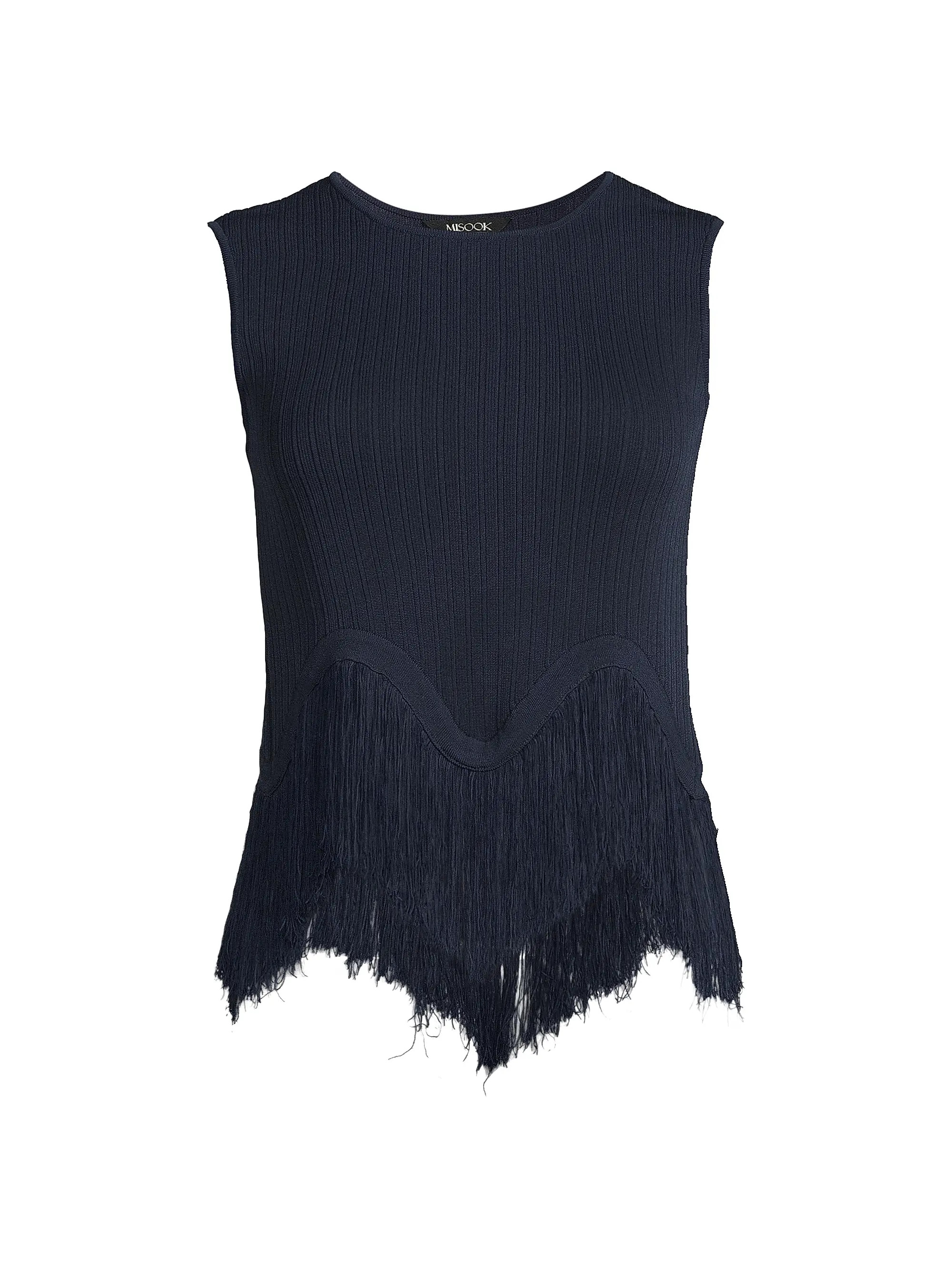 Misook x Lani Lynn Fringe-Hem Rib-Knit Tank Top | Saks Fifth Avenue