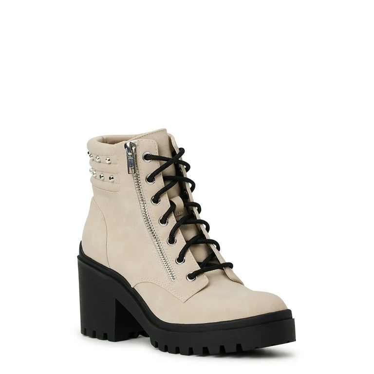 No Boundaries Women's Zip Accent Studded Hiker Boots | Walmart (US)
