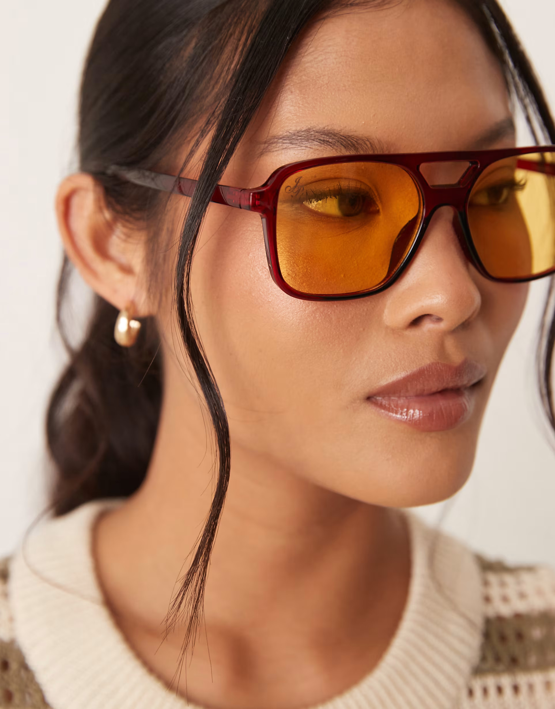 Jeepers Peepers aviator sunglasses in red with yellow lens | ASOS (Global)