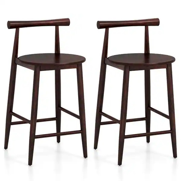 Costway Bar Chair Counter Height Stools Set of 2/4 with Acacia Wood - Bed Bath & Beyond - 4070967... | Bed Bath & Beyond