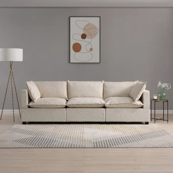 Moda 3 Seater Modular Sofa, Natural Boucle | Dunelm (migrated)