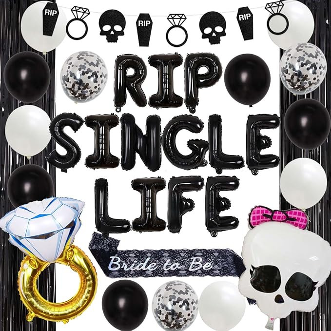 Gothic Bachelorette Party Decorations, Rip Single Life Bachelorette Decorations - Black Coffin Sk... | Amazon (US)