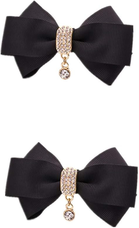 Douqu Rhinestone Crystal Dangle Center Ribbon Assorted Color Bow Shoe Clips Pair Removable Shoe B... | Amazon (US)