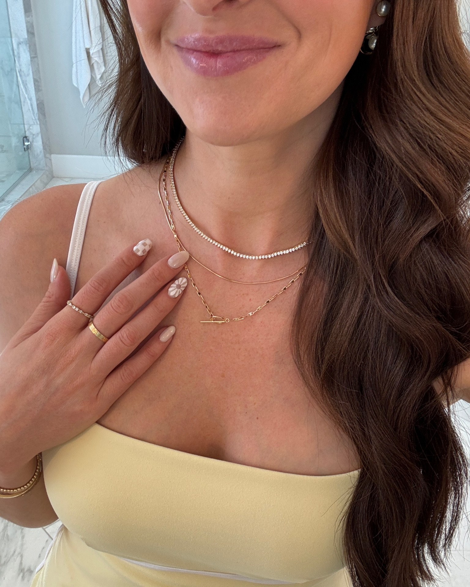 My new stackable pieces. These are my daily go to lately because they don’t get tangled as bad as most. They are good quality! The tennis necklace obviously isn’t made of real diamonds, but it doesn’t look as cheap and fake as most other look alike ones!

#LTKStyleTip #LTKFindsUnder100 #LTKFindsUnder50