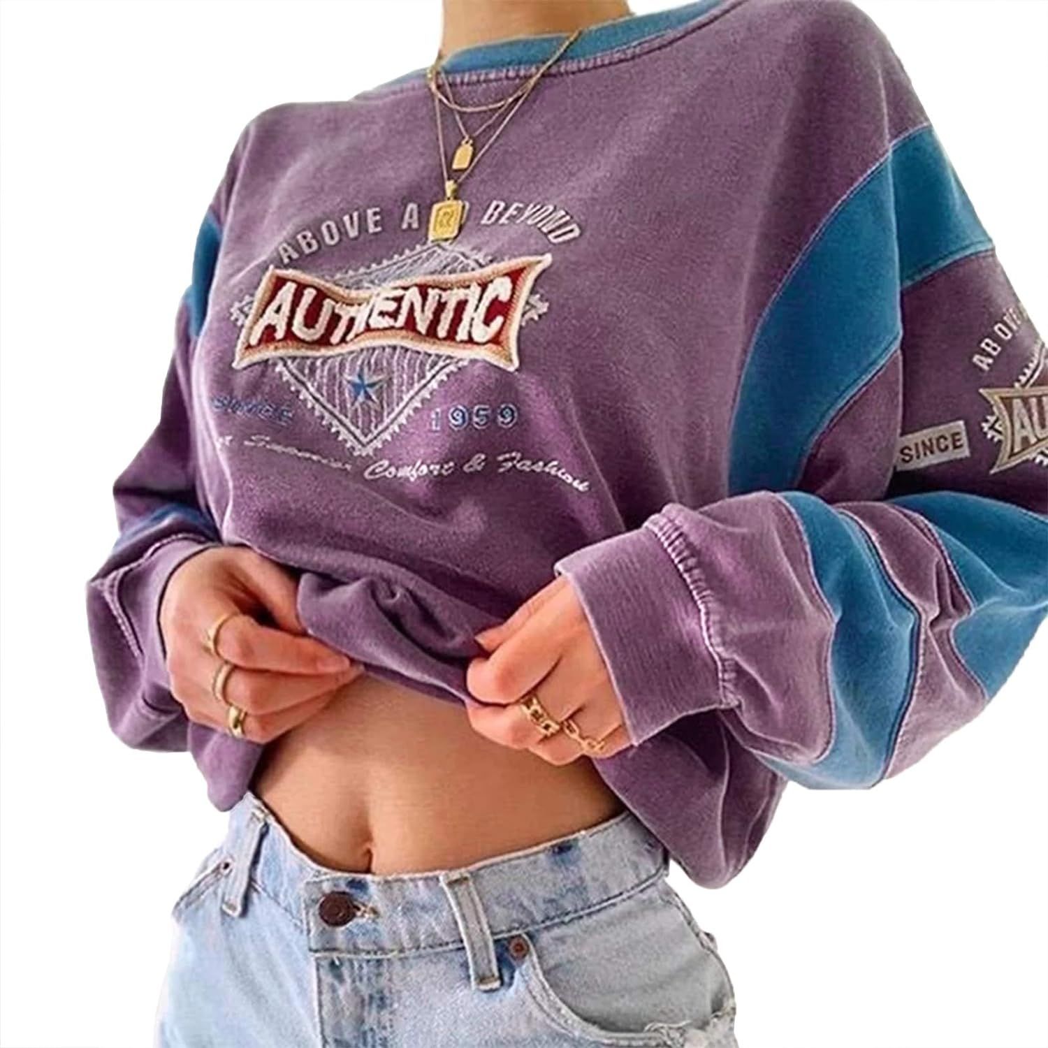 YEMOCILE Women Novelty ALASKA Letter Print Stand Collar Hoodie Vintage Long Sleeve Sweatshirt Pullov | Amazon (US)