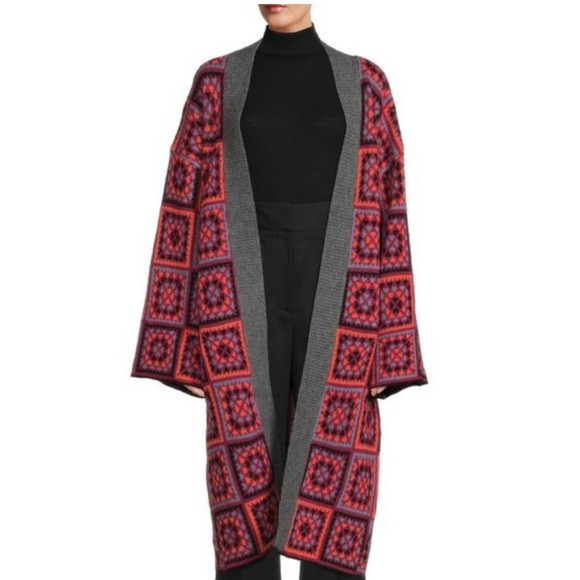 SAACHI Anthropologie Granny Square Patch It Up Sweater Kimono‎ Cardigan Duster | Poshmark