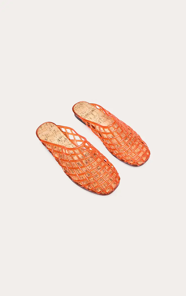 Orange Jelly Cork Sole Mules | PrettyLittleThing UK