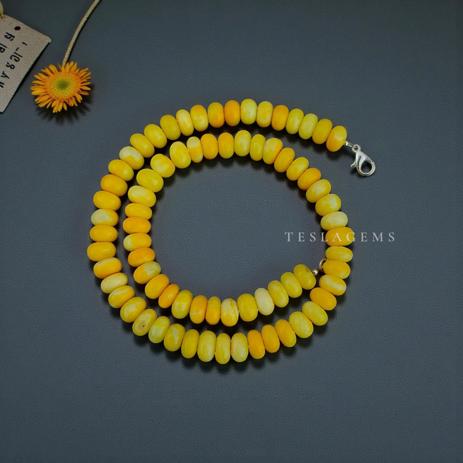 Rare!! Natural Yellow Opal Beaded Necklace, 8-9mm Smooth Rondelle Beads, Minimalist Opal Jewelry ... | Etsy (Global)