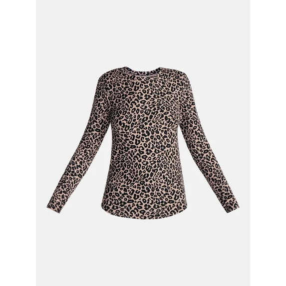 No Boundaries Ribbed Crewneck Tee with Long Sleeves, Women's & Women's Plus XXS-4X | Walmart (US)