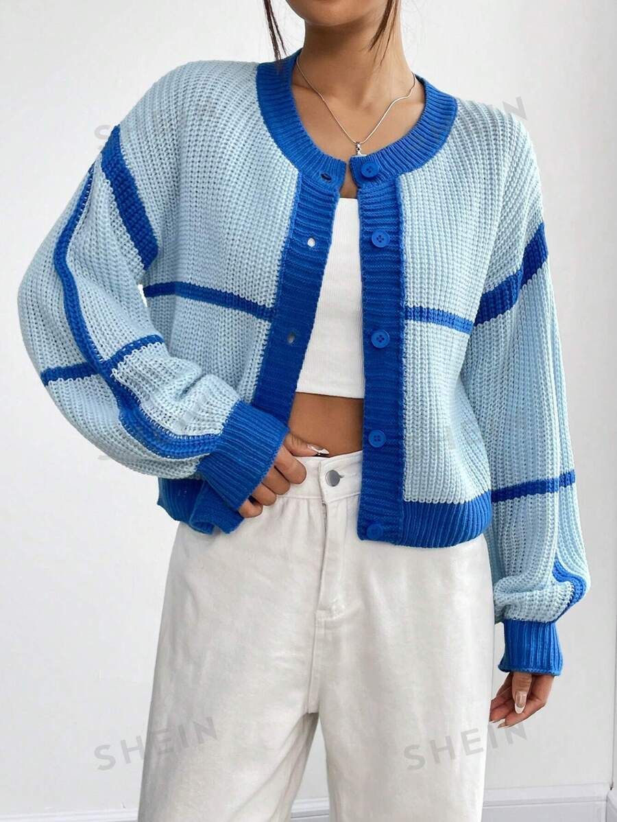 SHEIN EZwear Striped Pattern Drop Shoulder Cardigan | SHEIN