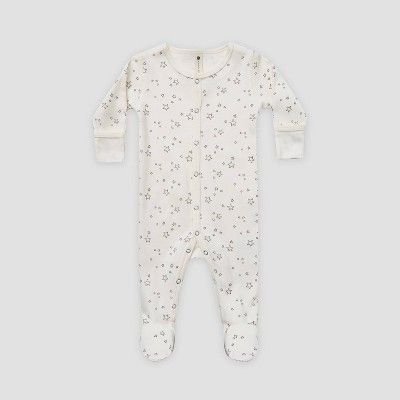 Q by Quincy Mae Baby Star Brushed Jersey Footed Pajama - Ivory | Target