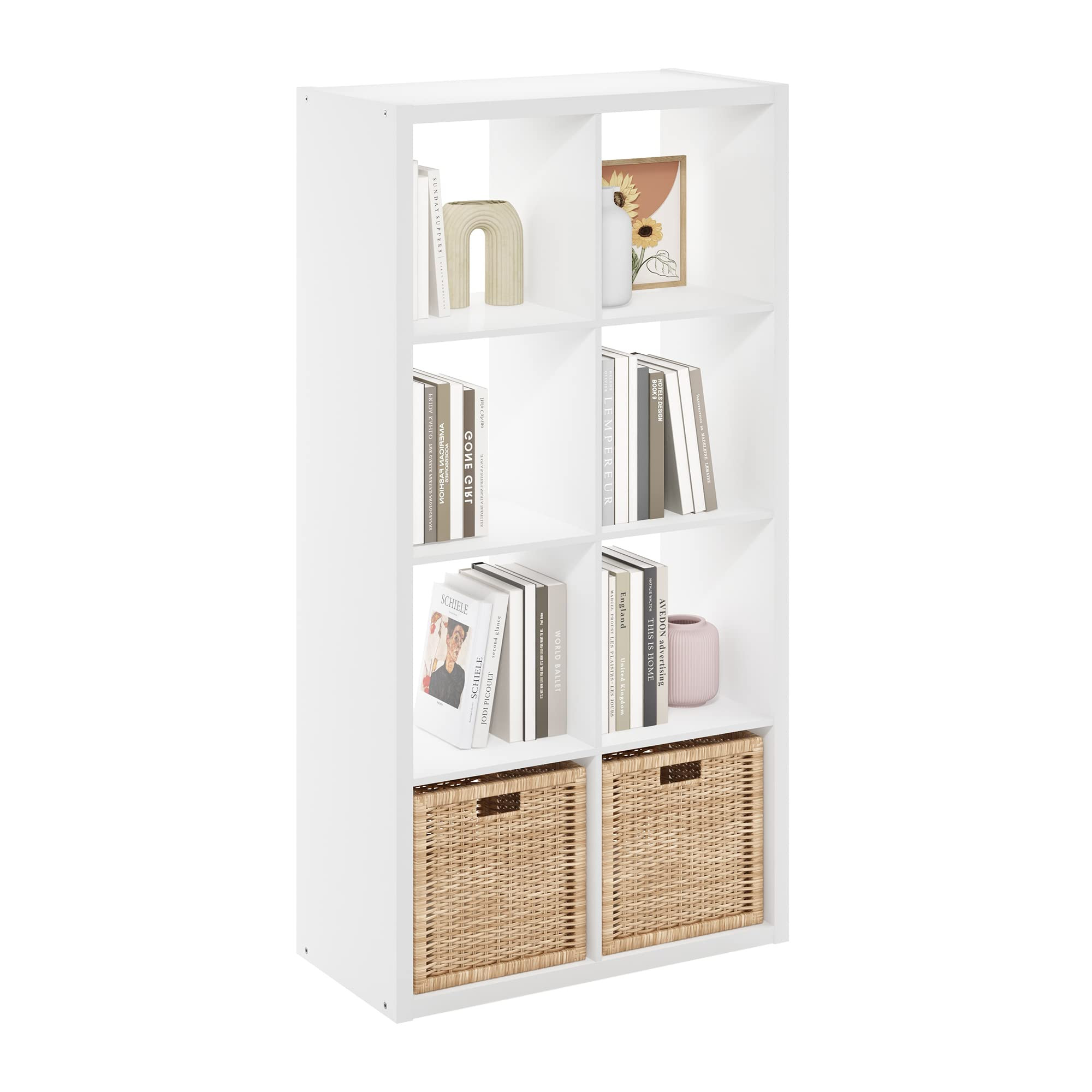 Furinno Cubicle Open Back Decorative Cube Storage Organizer, 8-Cube, White | Amazon (US)