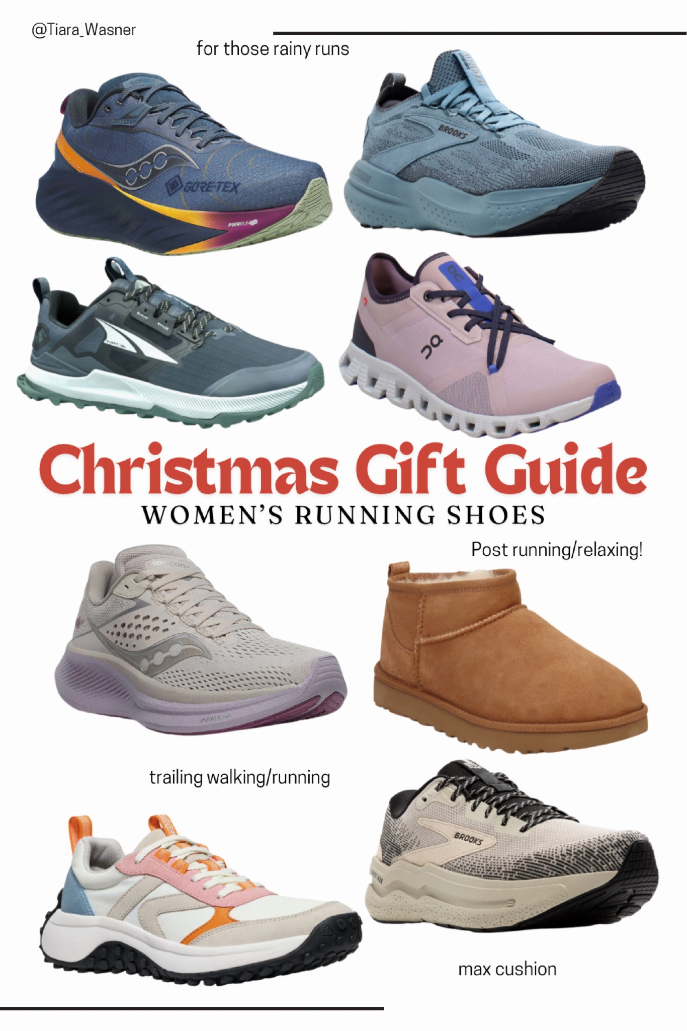 Christmas Gift Guide: Women’s Running Shoes 

Looking for the perfect gift for the runner in your life (or yourself)? Check out these picks for every need:

🏃‍♀️ For rainy runs: Waterproof styles keep your feet dry in any weather.
🛋️ Post-run relaxation: Cozy options to unwind after miles.
🌲 Trail adventures: Durable designs for hiking or off-road running.
☁️ Max cushion: Comfort that feels like running on clouds.

Swipe to discover your new favorites! Which pair would you want under your tree? 

Tag a running buddy who’d love these! #ChristmasGiftGuide #RunningShoes #TrailRunning #HolidayShopping"

#LTKCyberWeek #LTKFitness #LTKGiftGuide