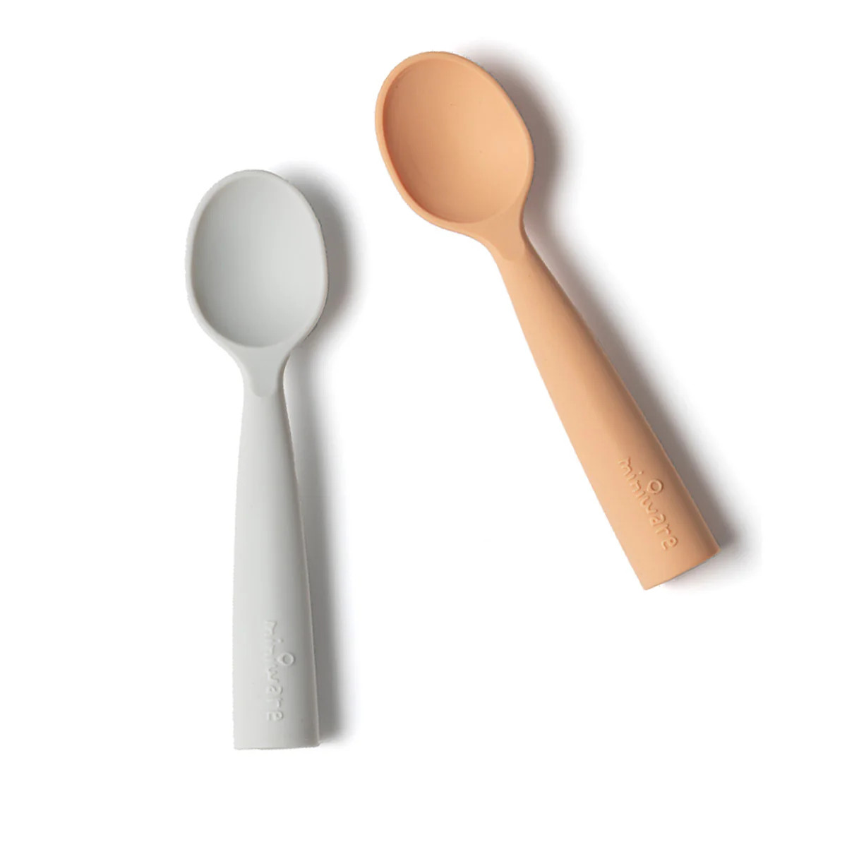 Silicone Training Spoon 2-pack - Toffee + Grey | Miniware | Miniware