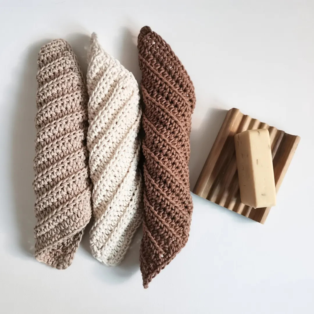 Crochet Washcloth Soft Handmade Eco Friendly 100 % Cotton Knit Dishcloths Rustic Farmhouse Kitche... | Etsy (US)