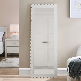 Emmeline Scalloped Rectangle Floor Mirror - Sage | Bed Bath & Beyond