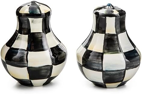 MACKENZIE-CHILDS Enamel Salt and Pepper Shakers, Kitchen Table Spice Shaker Set, Black-and-White ... | Amazon (US)