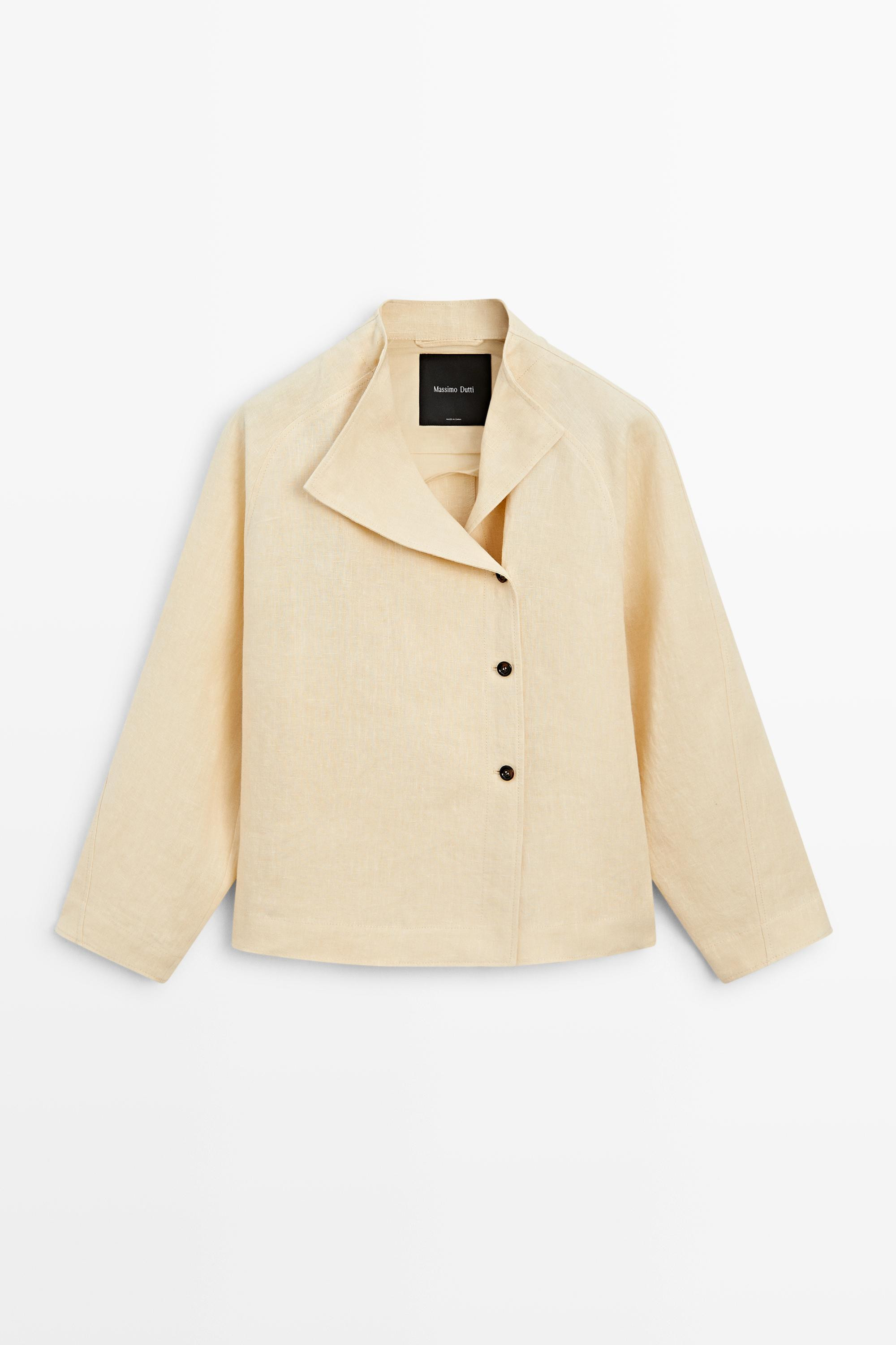 100% linen kimono with buttons and tie | Massimo Dutti US
