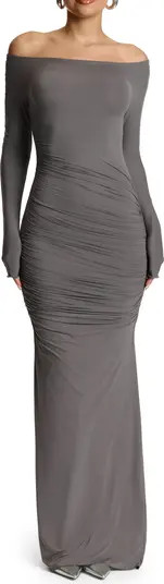 Ruched Off the Shoulder Long Sleeve Maxi Dress | Nordstrom