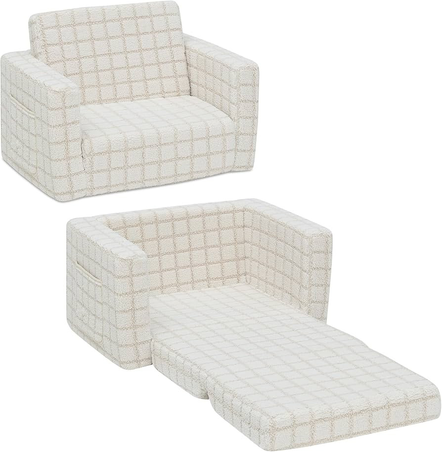 Delta Children Checkered Cozee Flip-Out Chair, Cream | Amazon (US)