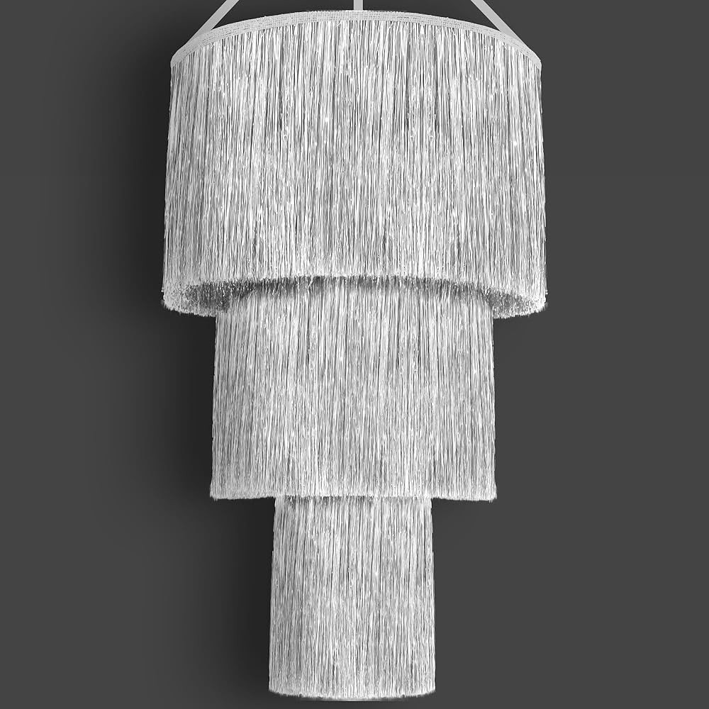 KatchOn, Silver Tinsel Chandelier Party Decor - 20 Inch | Silver Chandelier for New Years Eve Cei... | Amazon (US)