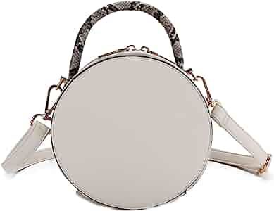 Fashion Print Vegan Leather Crossbody Canteen Satchel with Top Handle, Round Circle Purse Handbag... | Amazon (US)