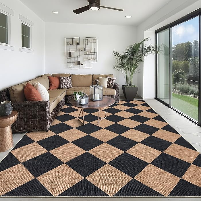 GAOMON Outdoor Patio Rug 9x12 Large Bedroom Rug Modern Geometric Area Rug for Living Room Non Ski... | Amazon (US)