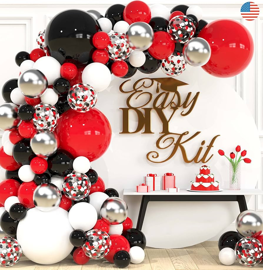 115pcs Red Black and White Balloon Arch Kit for Red and Black Birthday Party Decorations – Red ... | Amazon (US)