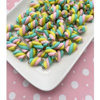 6 Pastel Multicolor Polymer Clay Candy Marshmallow Twist Connector Charm Beads, Taffy Connecter Pendants 237B | Etsy (US)